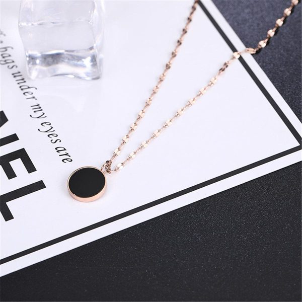 Black Shell & 18K Rose Gold-Plated Round Pendant Necklace Online Hot Sale