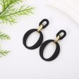 Black Enamel & 18K Gold-Plated Openwork Oval Drop Earrings Fashion