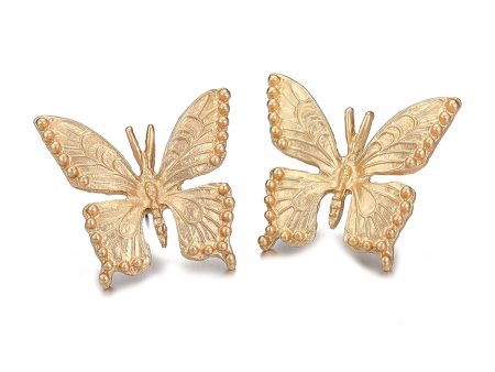 18K Gold-Plated Butterfly Stud Earrings For Discount