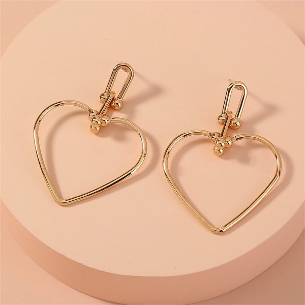 18K Gold-Plated Open Heart Drop Earrings Cheap