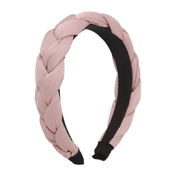 Pink Cubic Zirconia-Accent Braided Hard Headband Fashion