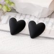 Black Acrylic & Silve-Plated Heart Stud Earrings Supply