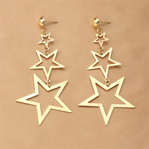 18K Gold-Plated Tri-Star Drop Earrings on Sale