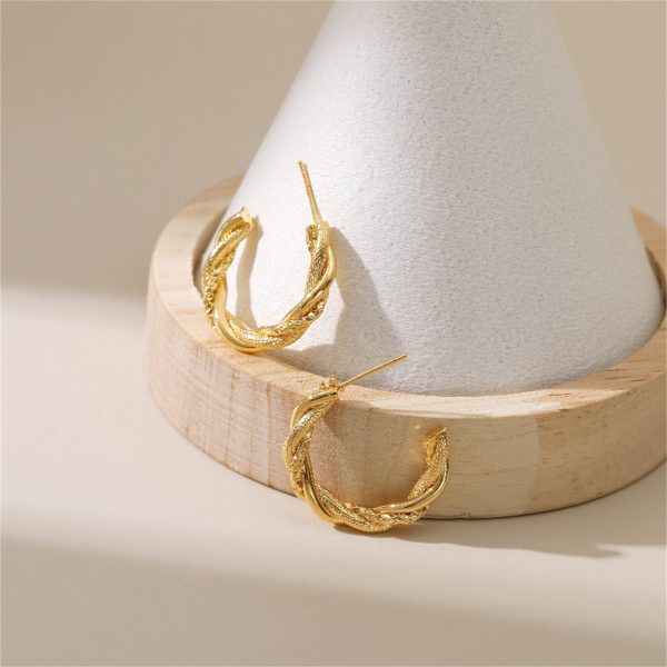 18K Gold-Plated Woven Twine Huggie Earrings Hot on Sale