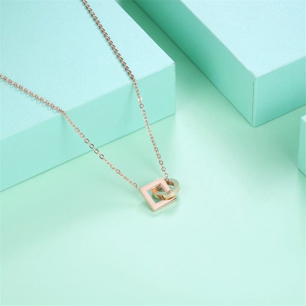 18K Rose Gold-Plated Open Square & Circle Pendant Necklace Sale