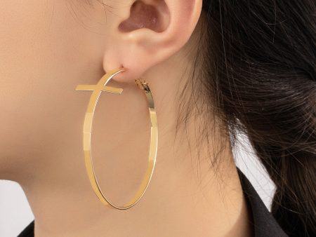 18K Gold-Plated Cross Hoop Earrings Online now