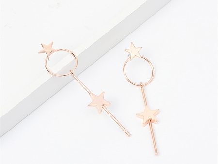 18K Rose Gold-Plated Star Magic Wand Drop Earrings Fashion