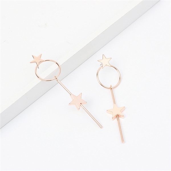 18K Rose Gold-Plated Star Magic Wand Drop Earrings Fashion