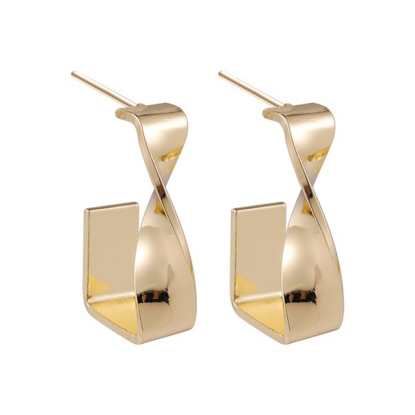 18K Gold-Plated Twisted Bar Huggie Earrings on Sale