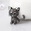 Black & White Cubic Zirconia Kitty Illusion Brooch Supply