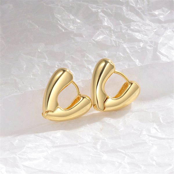 18K Gold-Plated Heart Huggie Earrings Online Sale