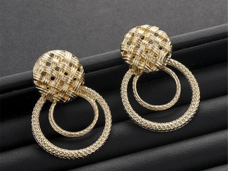 18K Gold-Plated Weave Hoop Drop Earrings on Sale