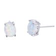 White Opal & Silver-Plated Oval Stud Earrings Online Sale