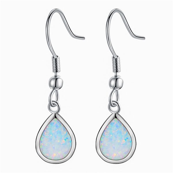 White Opal & Silver-Plated Teardrop Earrings Online Hot Sale