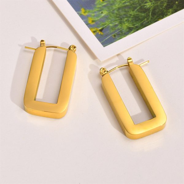 18K Gold-Plated U-Shape Hoop Earrings Fashion