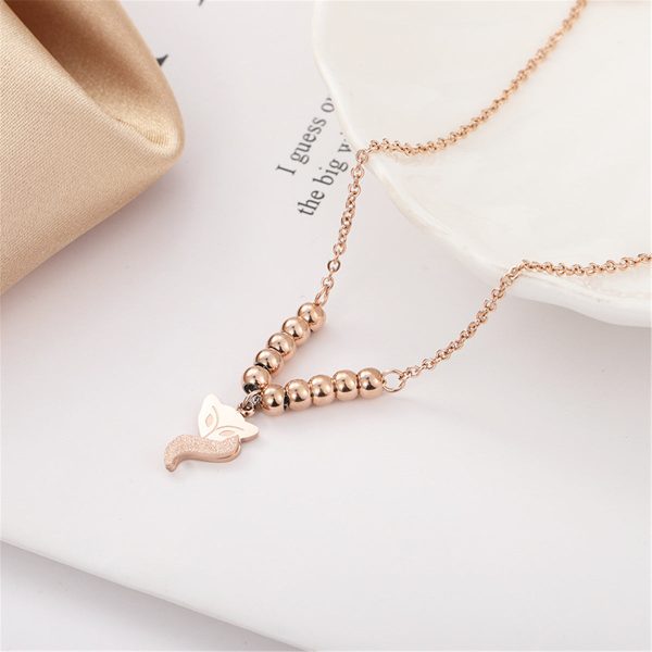 18K Rose Gold-Plated Frosted Fox Bead Anklet Fashion