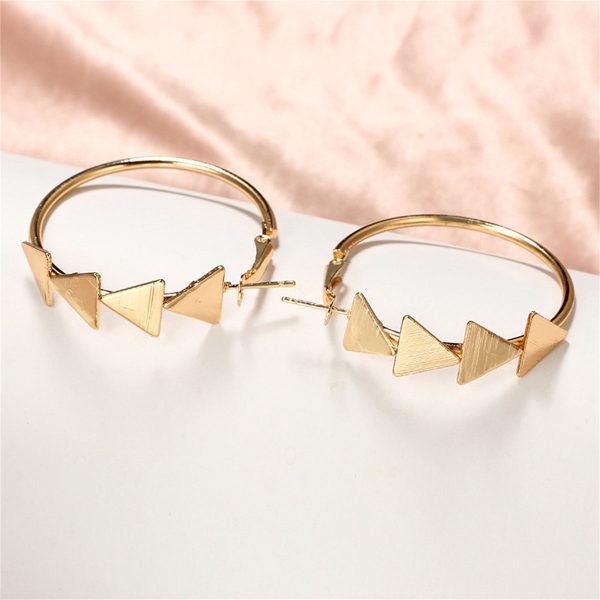 18K Gold-Plated Triangle Quartet Hoop Earrings For Discount