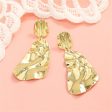 18K Gold-Plated Textured Geometric Drop Earrings For Discount