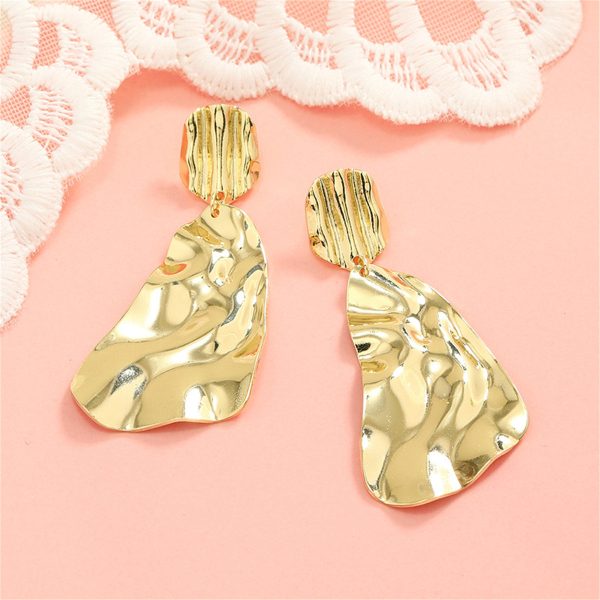 18K Gold-Plated Textured Geometric Drop Earrings For Discount