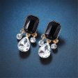 Black Crystal & Cubic Zirconia 18K Gold-Plated Teardrop Earrings Cheap