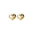 18K Gold-Plated Hammered Heart Stud Earrings For Cheap