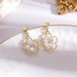 White & Gold-Plated Flower Clip-On Earrings Online Hot Sale