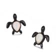 White Opal & Black Turtle Stud Earrings For Cheap