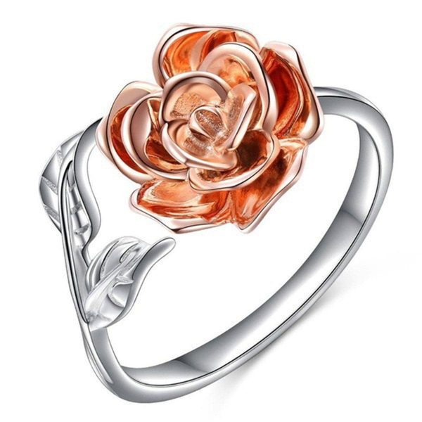 Two-Tone Flower Bypass Ring Sale