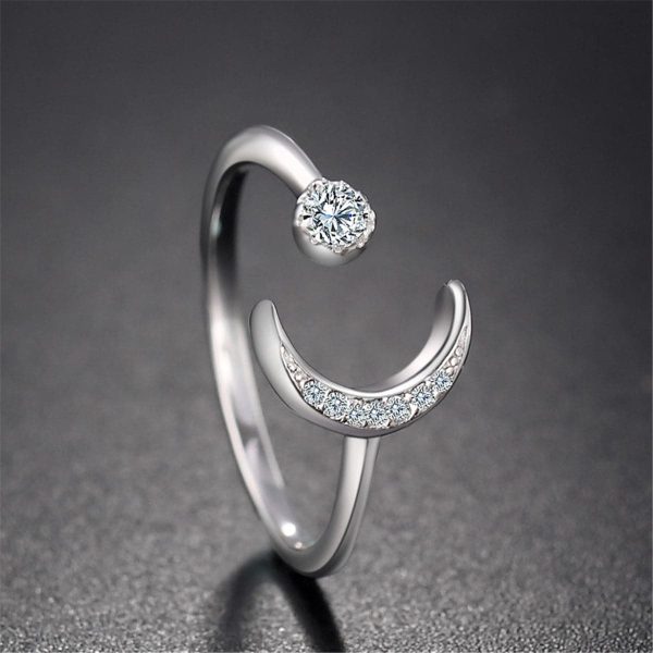 Sterling Silver Star & Moon Open Ring Supply