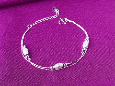 Silver-Plated Frosted Olive Double-Strand Anklet Sale