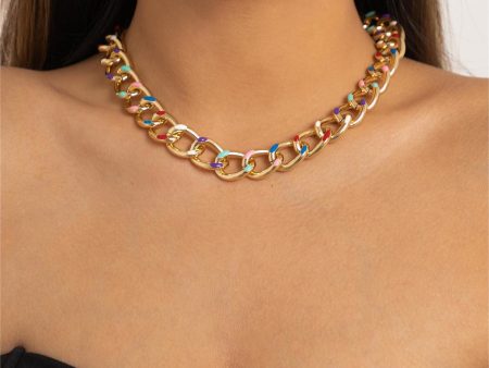 Blue Enamel & 18K Gold-Plated Multicolor Dot Curb Chain Necklace on Sale