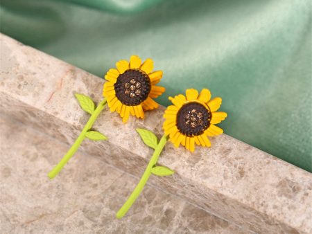 Yellow & Cubic Zirconia Sunflower Drop Earrings Sale