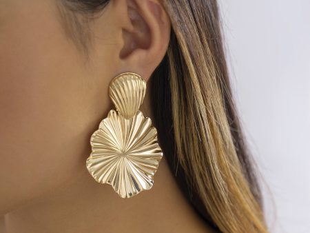 18K Gold-Plated Lotus Leaves Drop Earrings on Sale