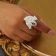 White & Silver-Plated Ghost Adjustable Ring on Sale