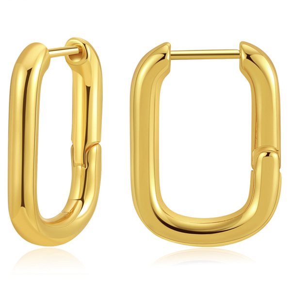 18K Gold-Plated Open Square Huggie Earrings Online