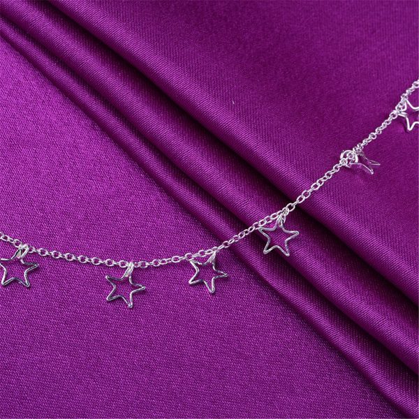 Silver-Plated Open Star Anklet For Discount