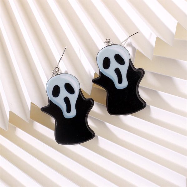 Black Acrylic & Silver-Plated Ghost Drop Earrings Sale