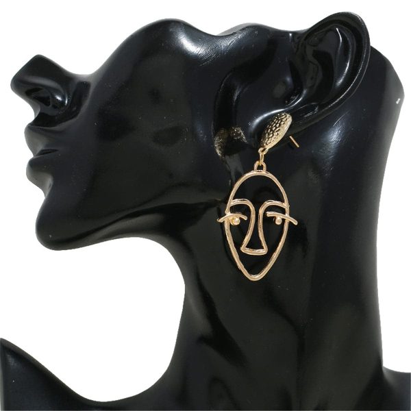 18K Gold-Plated Hollow Face Drop Earrings Fashion