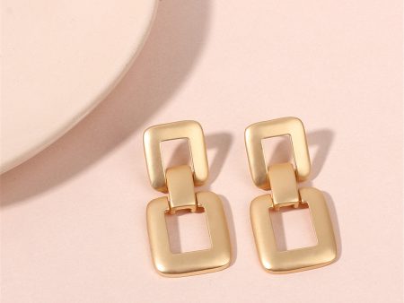 18K Gold-Plated Open Square Drop Earrings For Cheap