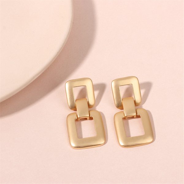 18K Gold-Plated Open Square Drop Earrings For Cheap