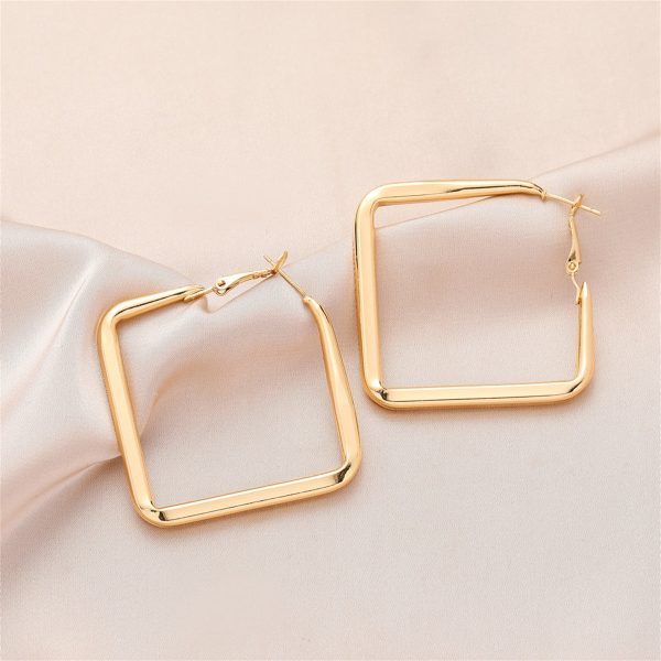 18K Gold-Plated Rhombus Hoop Earring Online Sale