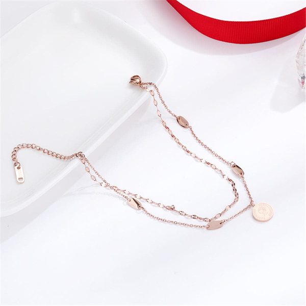 18K Rose Gold-Plated Coin Layer Anklet on Sale