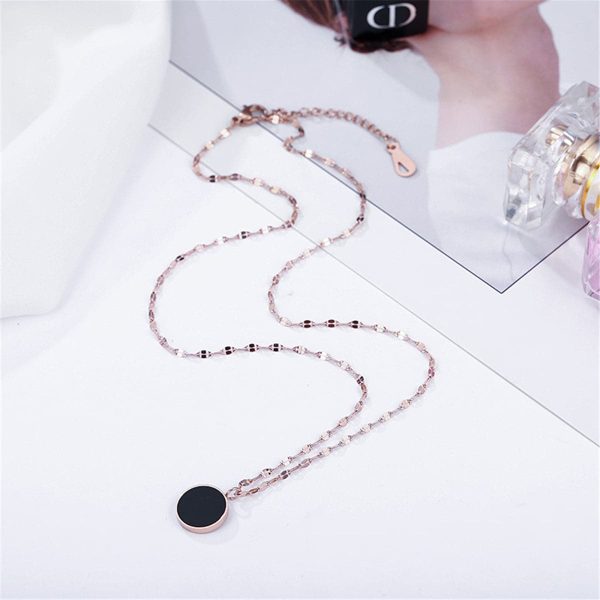 Black Shell & 18K Rose Gold-Plated Round Pendant Necklace Online Hot Sale