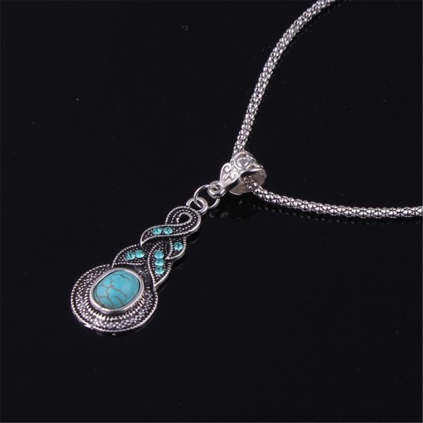 Turquoise & Silver-Plated Calabash Pendant Necklace For Discount