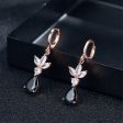 Black Crystal & 18K Rose Gold-Plated Flower Teardrop Earrings Supply