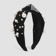 Pearl & Black Polyster Cubic Zirconia-Accent Knotted Headband Sale