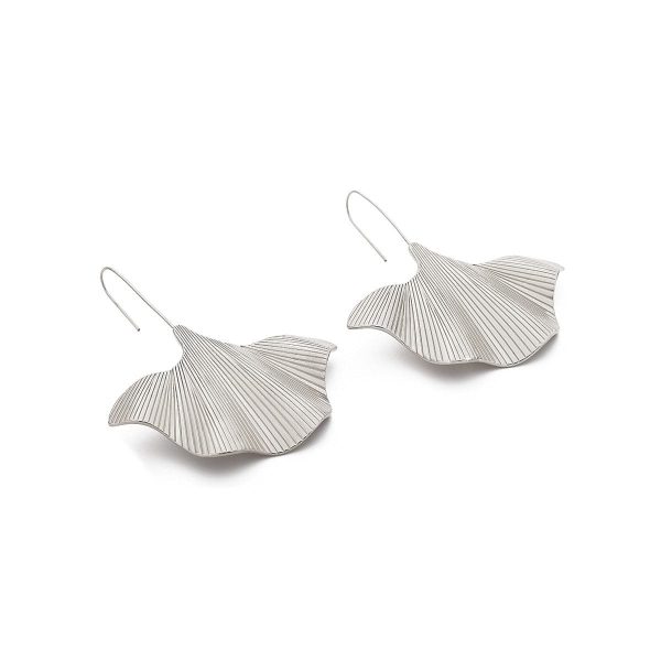 Silver-Plated Lotus Leaf Drop Earrings For Discount