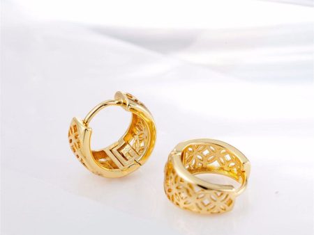 18K Gold-Plated Openwork Huggie Earrings Supply