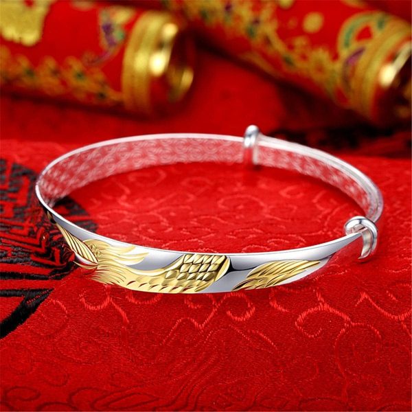 Two-Tone Phoenix Adjustable Bangle For Discount