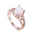 White Opal & 18K Rose Gold-Plated Promise Ring Cheap